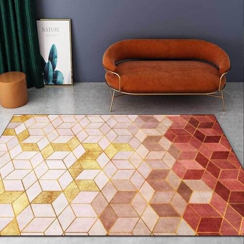Pink Geometric Carpets for Living Room Bedroom Area Rug Kids Room Bedside Rugs Soft Square Fluffy Big Carpet Home Sofa Floor Mat