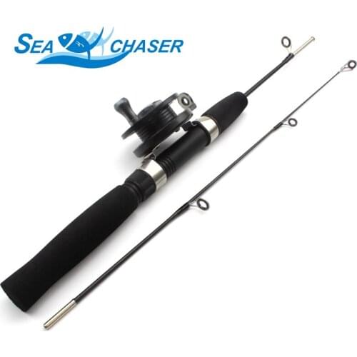 Lowest profit 80cm black carbon Winter Fishing Rod Ice Fishing Reel Pole Set Spinning Travel Shrimp Rod Free shipping