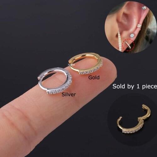 1 Piece Hoop Tragus Cartilage Earrings Helix Tragus Piercing 20Gauge Copper with Zircon