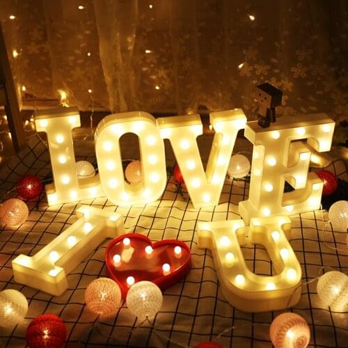 Luminous LED Letters Night Light Creative English Alphabet Number Battery Lamp Romantic Wedding Party Decoration Gift