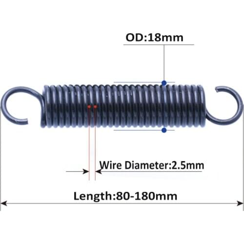 Extension Springs With Hook Ends Steel Tension Spring Wire Diameter 2.5mm Outer Diameter 18mm