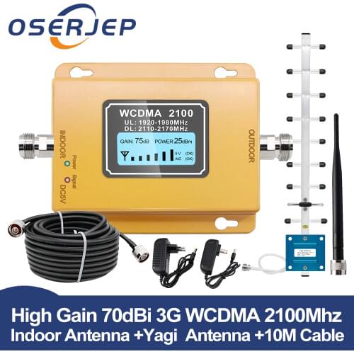 3G repeater 2100 MHz Signal Booster 3g Mobile Signal Repeater Amplifier,LCD Display Mini 70db 3G LTE WCDMA UMTS 2100Mhz fullset
