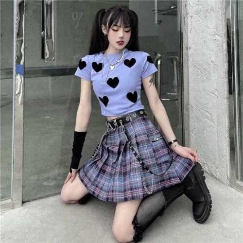 Free Belt Pleated Skirt Harajuku Plaid Skirt Women High Waist Mini Tennis Skirts Pocket A-line Streetwear Vintage Gothic Skirt
