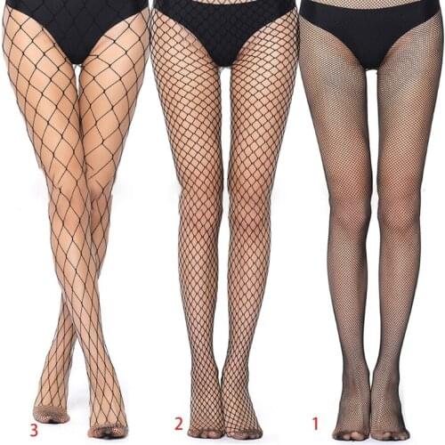 Womens Sexy Hollow Out Fishnet Tights Stockings High Waist See-Through Cross Mesh Black Pantyhose Nightclub Dancing Party