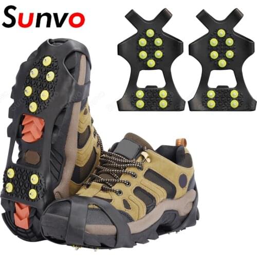 10 Studs Anti-Skid Crampons Ice Gripper Shoe Spikes Covers Winter Outdoor Snow Climbing Anti Slip Shoes Ice Claw Cleats Cover
