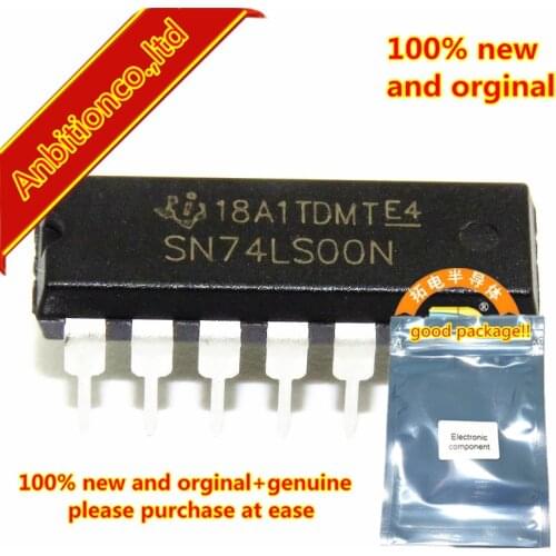10pcs 100% new and orginal 74LS00 SN74LS00N DIP14 QUAD 2-INPUT NAND GATE in stock