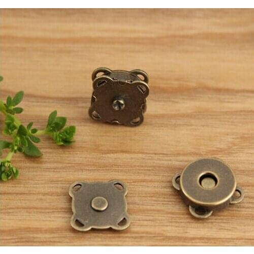 100sets/lot Hand sewing magnetic snap buttons, metal Square button fastener 14mm scrapbooking botoes