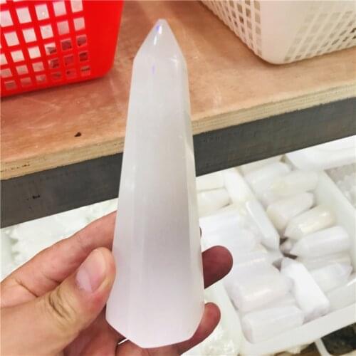 12cm rock selenite crystal bar quartz Himalayan white stone paste gem hexagonal pillar crystal reiki healing
