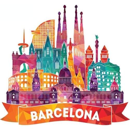 13cm x 12cm for Barcelona Spain Car Accessoires Stickers Occlusion Scratch Sunscreen Decal Trunk Windows Decoration