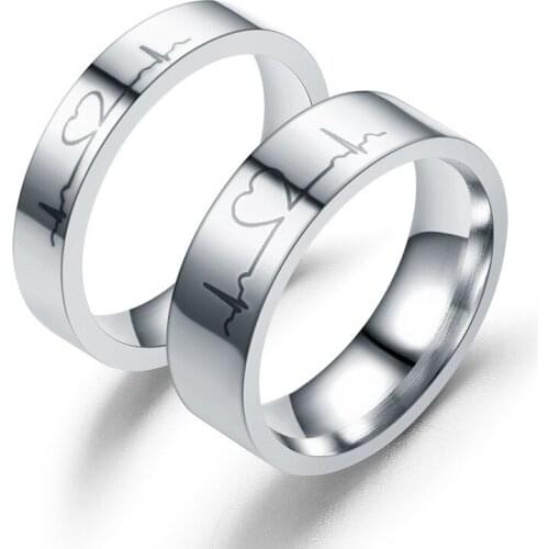 2019 Womens Jewelry Wholesale Party Gifts Beating heart men womenSilver couples heartbeat rings