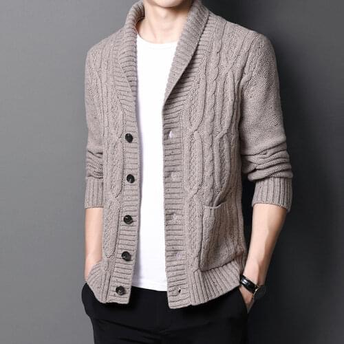 2021 Spring Autumn Fashion Sweater Man Cardigan Thick Slim Fit Jumpers Knitwear High Quality Casual Mens Knitwear Clothes E178