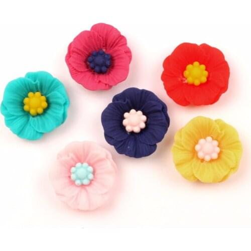 30Pcs Resin Flower Decoration Crafts Cute Kawaii Beads Flatback Cabochon Embellishments For Scrapbooking DIY Accessories