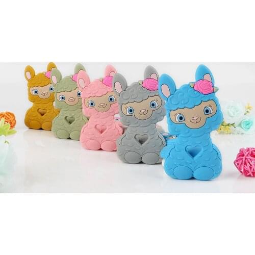 Kovict 5/10/20pcs New Cute Cartoon Sheep Silicone Teether Chewing Pandent Accessories DIY Jewelry Pacifier Clip Teething Toy