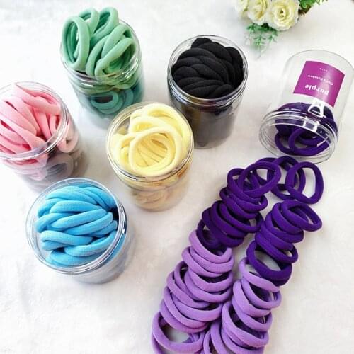 50pcs/box Girls Solid Color Korean Big Rubber Band Ponytail Holder Gum Headwear Elastic Hair Bands Girl Hair Accessories Ornamen