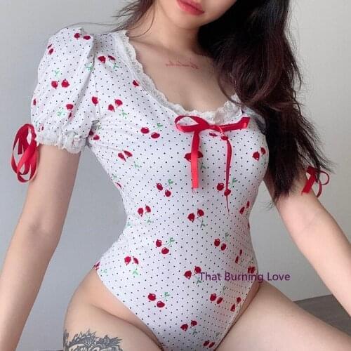 White Swimwear One Piece Bathing Suit Deep V Women Sexy Bodysuit Strappy Nightwear Lingerie Bodystocking