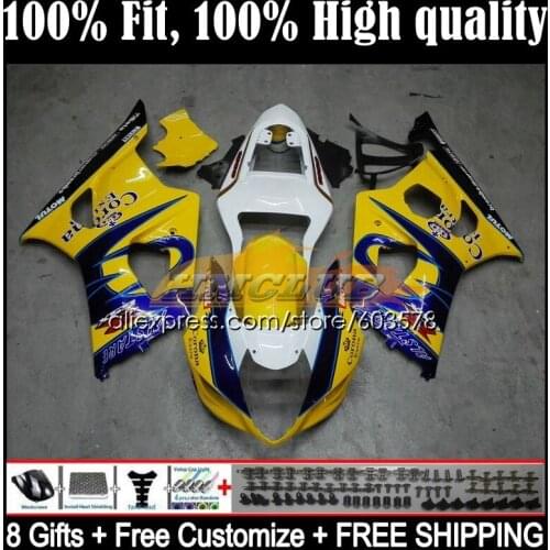 Injection For SUZUKI GSXR-1000 1000CC GSXR1000 K3 9CL.9 GSX-R1000 GSX R1000 03 04 GSXR 1000 CC 2003 2004 Fairing yellow white