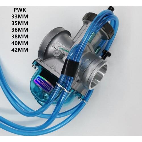 Carburetor PWK 33 35 36 38 40 42mm K Standard For Keihin Moto Carb Bike Scooter UTV ATV Transparent Blue Bottom Cover