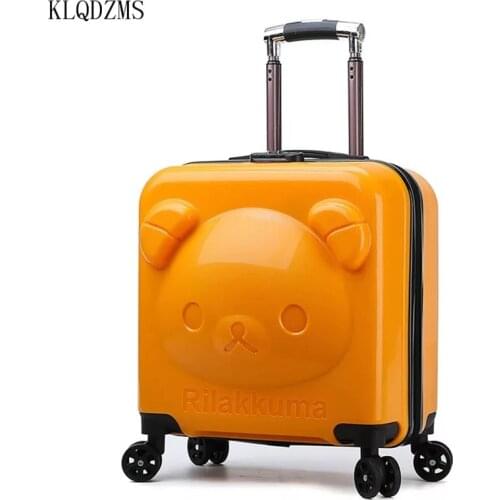 KLQDZMS 20 Inch Cute Cartoon Rolling Luggage PP Lightweight Suitcase On Wheels For Boy And Girls