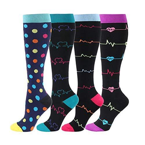 Compression Stockings 30 MmHg Sport Women Men Leg Pressure Nylon Running Travel Happy Long Health Compress Socks Running Animals