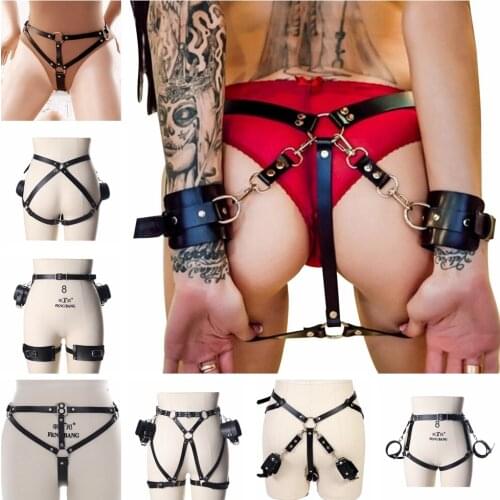 Leather Sex Costumes Bdsm Bondage Suspender Sexy Leg Harness Fashion Garter Body Strap Belt Stockings Gothic Womens Lingerie