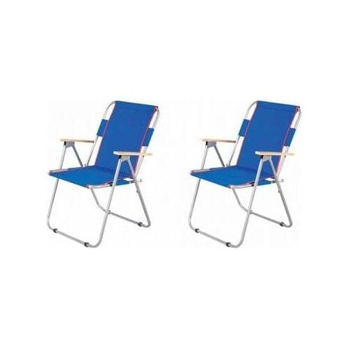 Masho Trend 2 Pcs Blue Folding Camping Chair-Beach Chair-Camping Stool-Folding Chairs