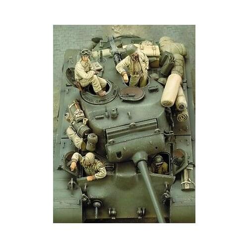 WWII American resin soldier tank crew four-person kit model 1:35