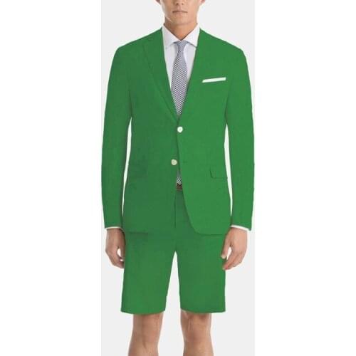 Mens 2020 Summer Fashion Style Men Suits With Short Pants 2 Piece Wedding Prom Party Suits Slim fit Groom Tuxedos Blazer