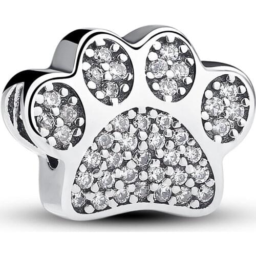 Genuine 925 Sterling Silver Pet Series Cute Bear Claw Fit Original 3mm Bracelet& Bangle Making Fashion DIY Jewelry For Women