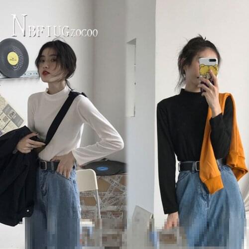 2020 Spring New Long Sleeve Women T Shirt Korean Loose Female Bottoming Shirts