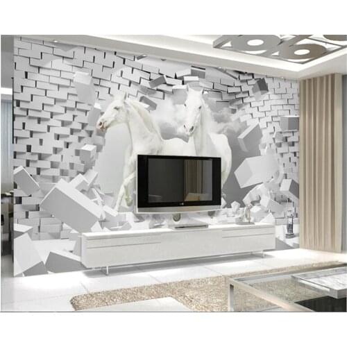 Beibehang Custom wallpaper for walls 3 d fashion personality thickening wall paper horse 3D creative space decoration electric