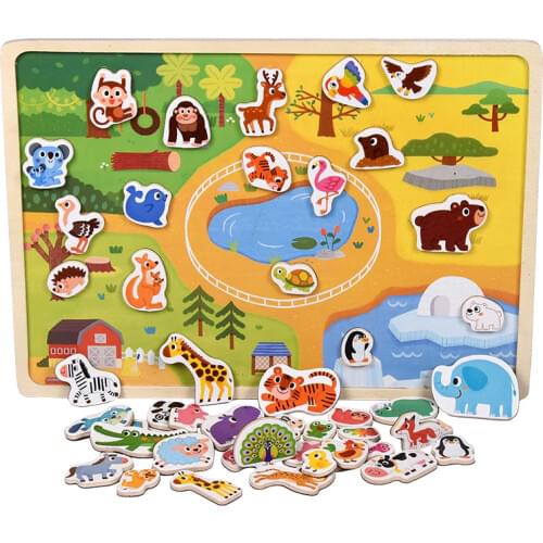 Magnetic Montessori Learning Toys Magnets Sensory Montessori Materials Animals juguetes madera 3d Puzzle Baby Toy Kids juguetes