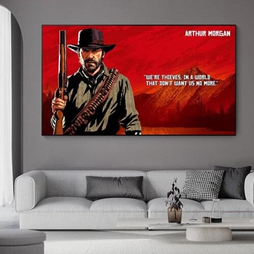 Artwork Video Games Red Dead Redemption 2 Canvas Painting O Home Decoration Wall Pictures for Living Room