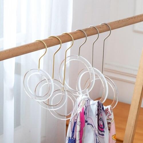 Transparent Acrylic Scarf Ring Hanger Clothing Store Display Hang Rack Ties Belt Organize Circle Storage Holder Clothes Hanger