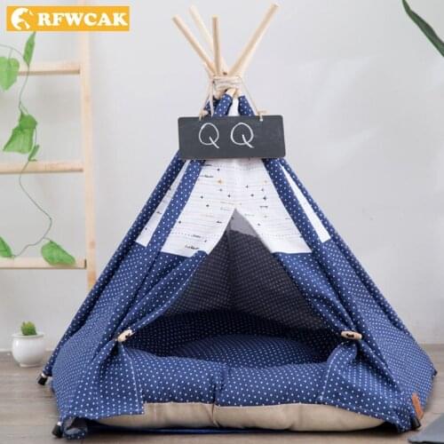 RFWCAK Pet Tent Dog Bed Cat Toy House Cat Kennel Dog Beds For Small Dogs Puppy Bed Portable Washable Pet Teepee Included Mat