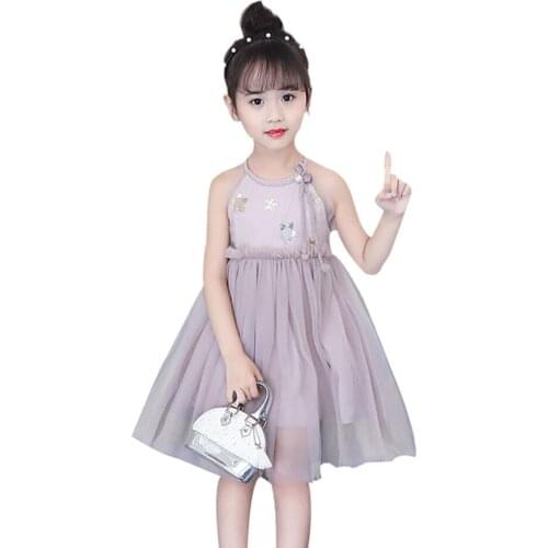 Teenage Girls Mesh Dress Sleevless Dress Girls Pearls Dress For Kids Summer Kids Costume 6 8 10 12 14