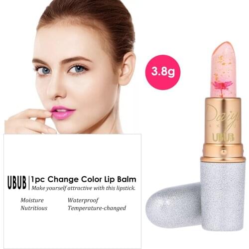 UBUB 1pc Lip Balm Lips Make Up Waterproof Balm Lipstick Moisturizer Jelly Magic Temperature-changed Flower Nutritious Lip Makeup