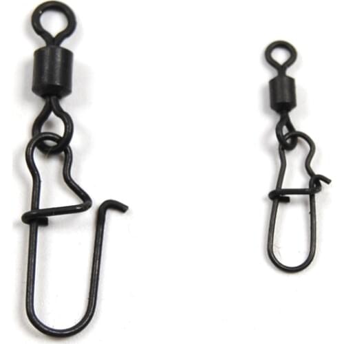 50 pcs Matt Black Rolling Swivel with Snap Carp Brass Fishing Accessories Terminal Tackle