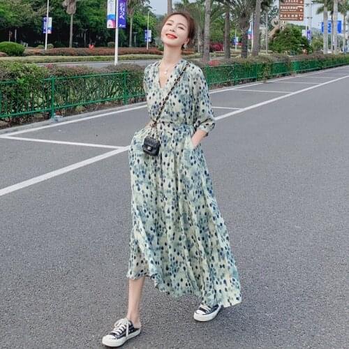 High Quality Women Dress Summer Print Floral Long Dresses Woman Party Casaul Vacation Vestidos Female Clothes Robe Femme WPY3715