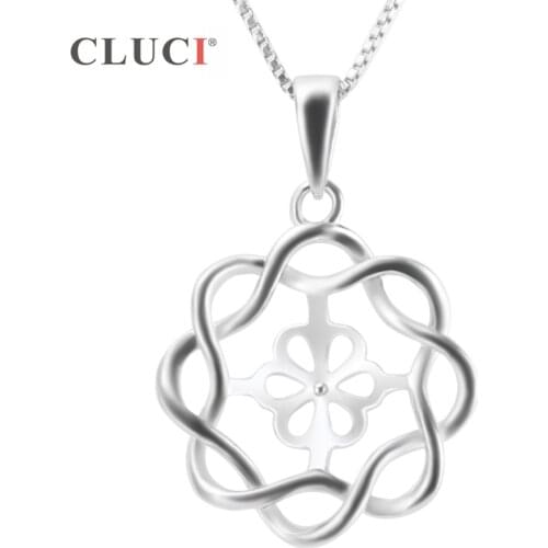 CLUCI 925 Sterling Silver Fine Jewelry Flower Pendant Finding to fit 7-8mm pearl, DIY Gift for Women Friends Gifts SP230SB