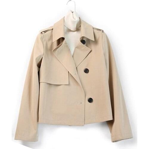 High Quality Womens Trench Coat Short Windbreaker Spring Autumn Single-breasted Trench Coat Solid Color Outerwear Femmino K223