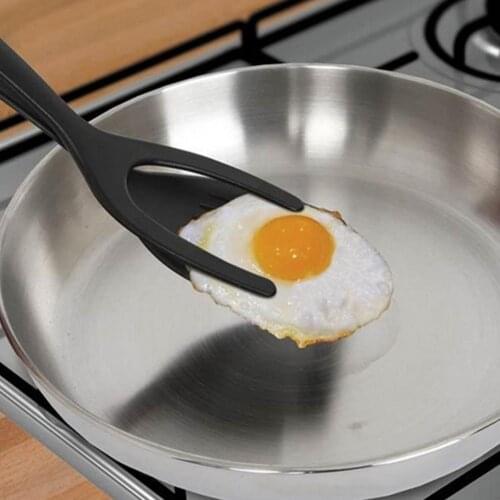 2 In 1 Grip And Flip Tongs Egg Spatula Tongs Clamp Pancake Fried Egg French Toast Omelet Overturned for Kitchen Accessories