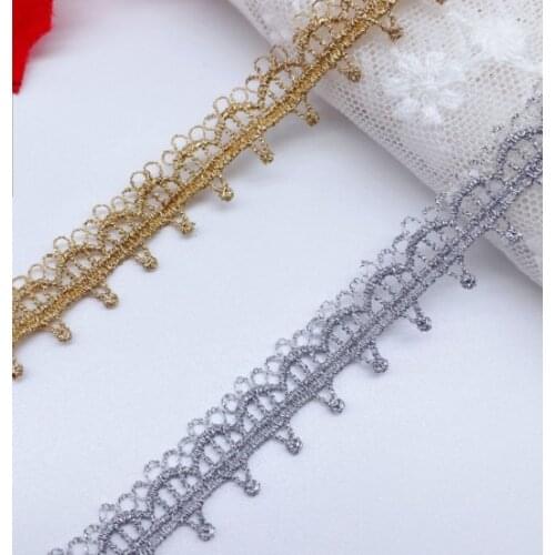 3 Yards Gold Silver Embroidery Flower Lace Trim Knitting Wedding Diy Handmade Patchwork China Style Ribbon Sewing Supplies Craft