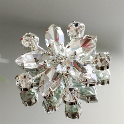 4Piece 4.5cm Silver Crystal Rhinestone Applique Flower Wedding Bridal Fashion Decoration Accessory RT0072
