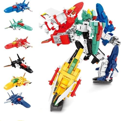 754pcs 6 in 1 City Plane Fighter Transformation Robot Mecha Building Block Bricks Educational Toys For Children