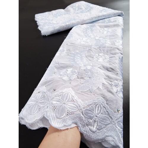 African Lace Fabric 2021 Pure Cotton Lace With Stones African Swiss Voile Lace Fabric For Wedding Dress 2.5 Yards/Lot TY064