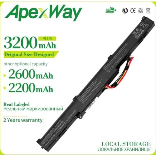 Apexway 48Wh Laptop Battery A41N1501 for ASUS GL752JW GL752 GL752VL GL752VW N552 N552V N552VW N752 N752V N752VW Series