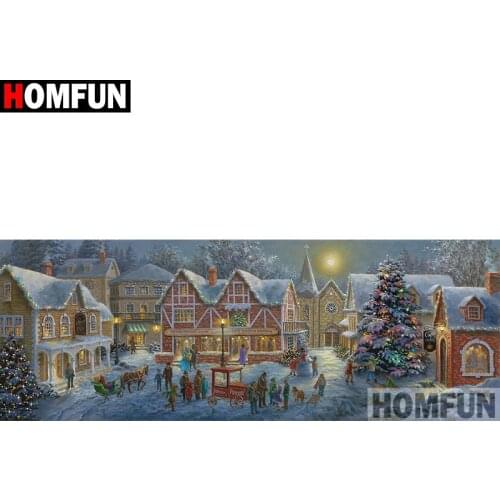 HOMFUN Full Square/Round Drill 5D DIY Diamond Painting "Christmas landscape" Embroidery Cross Stitch 5D Home Decor Gift A30270