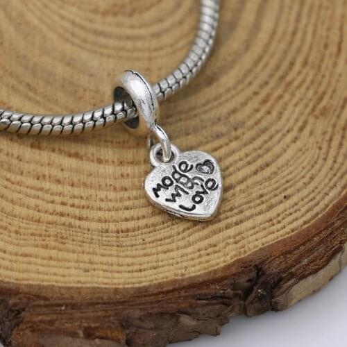 5PCS Antique Silver Plated Love Heart Beads Fit Pandora Jewelry Making Charm Bracelet DIY Accessories Handmade Craft