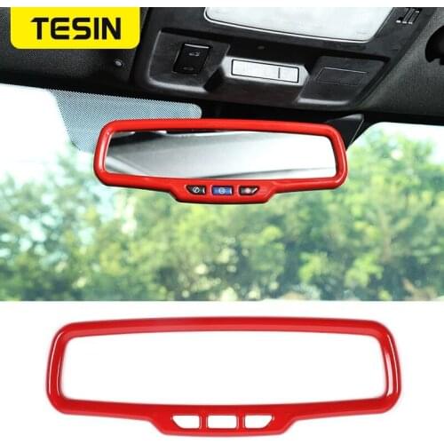 TESIN Interior Mouldings ABS Car Interior Rearview Mirror Decor Cover Ring Sticker Accessories For Chevrolet Camaro 2010-2015