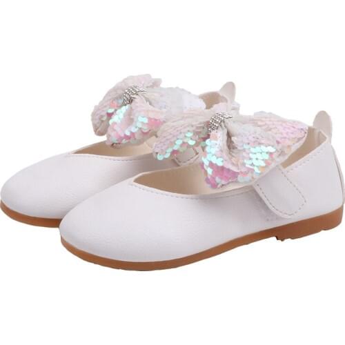 Skoex Children Shoes 2020 New Fashion Girls Princess Shoes Sparkle Bows Kids Casual Flat Shoe Toddler Party Wedding Dress Shoe